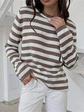 Samantha O Neck Stripped Women Sweater