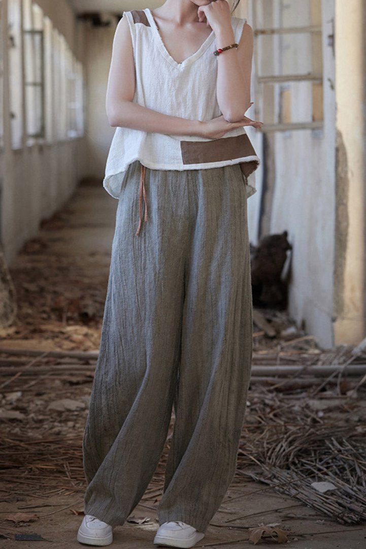 Teresa Woman Cotton Linen Baggy Cargo Pants