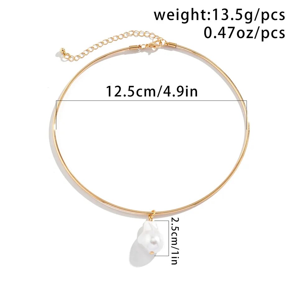 Nicole Pearl Pendant Torques Choker Necklace