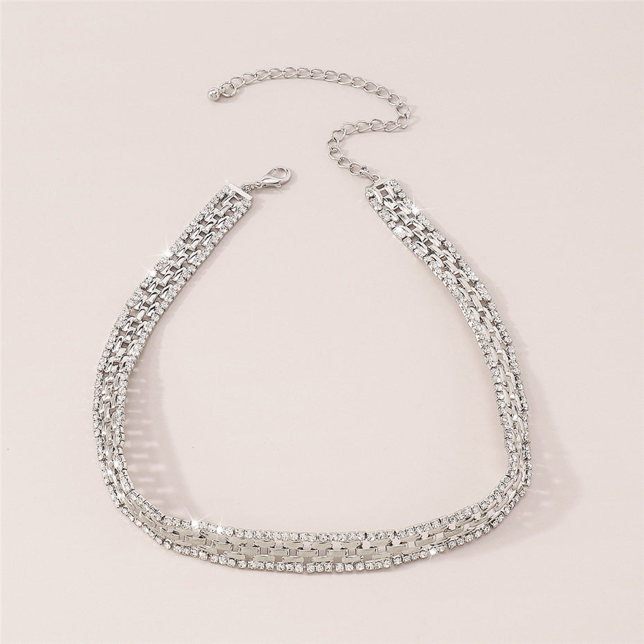 Lydia Rhinestones Square Chain Necklace