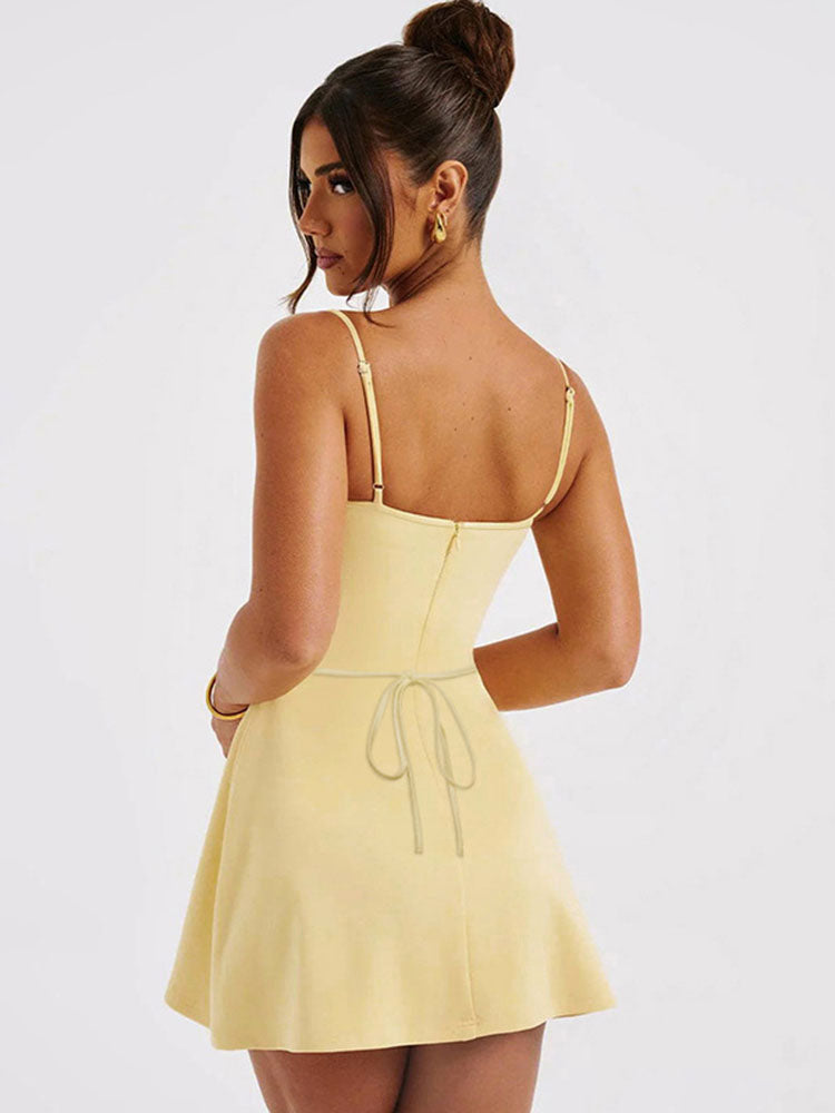 Irene Backless Suspender Mini Dress