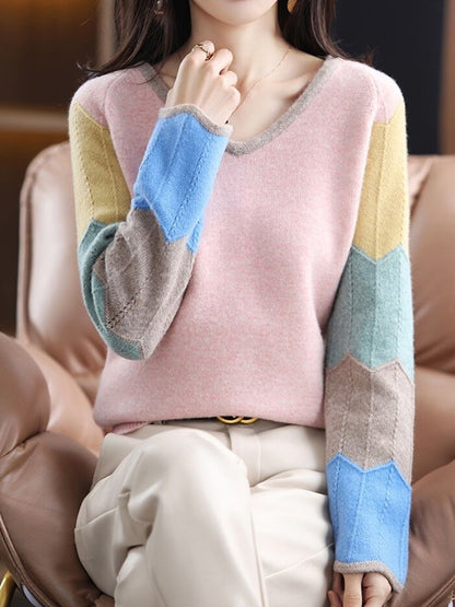 Jenna Woman Loose Knitted V Neck Sweater