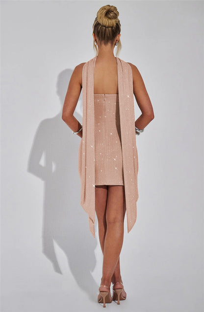 Bertha Sequins Backless Sexy Mini Dress