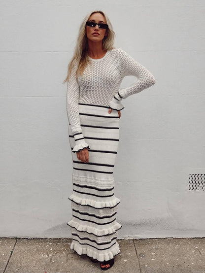 Judith Striped Knit Long Dress