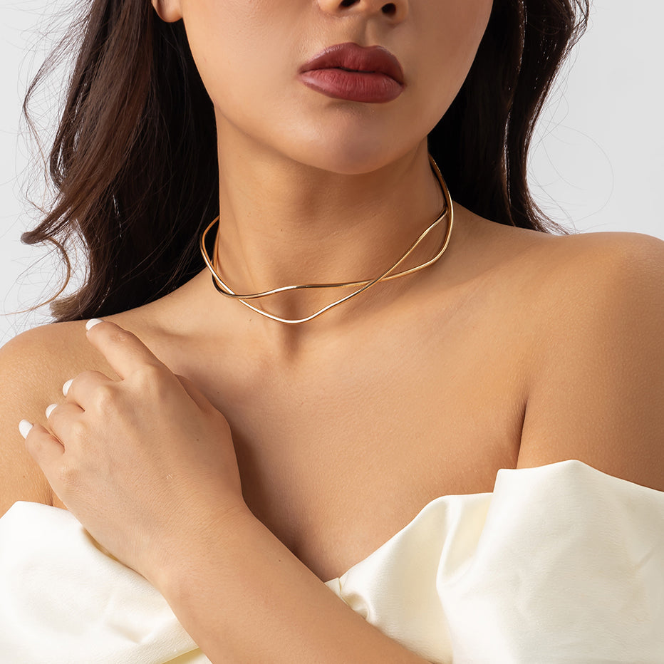 Erika Women Steampunk Metal Choker Necklace