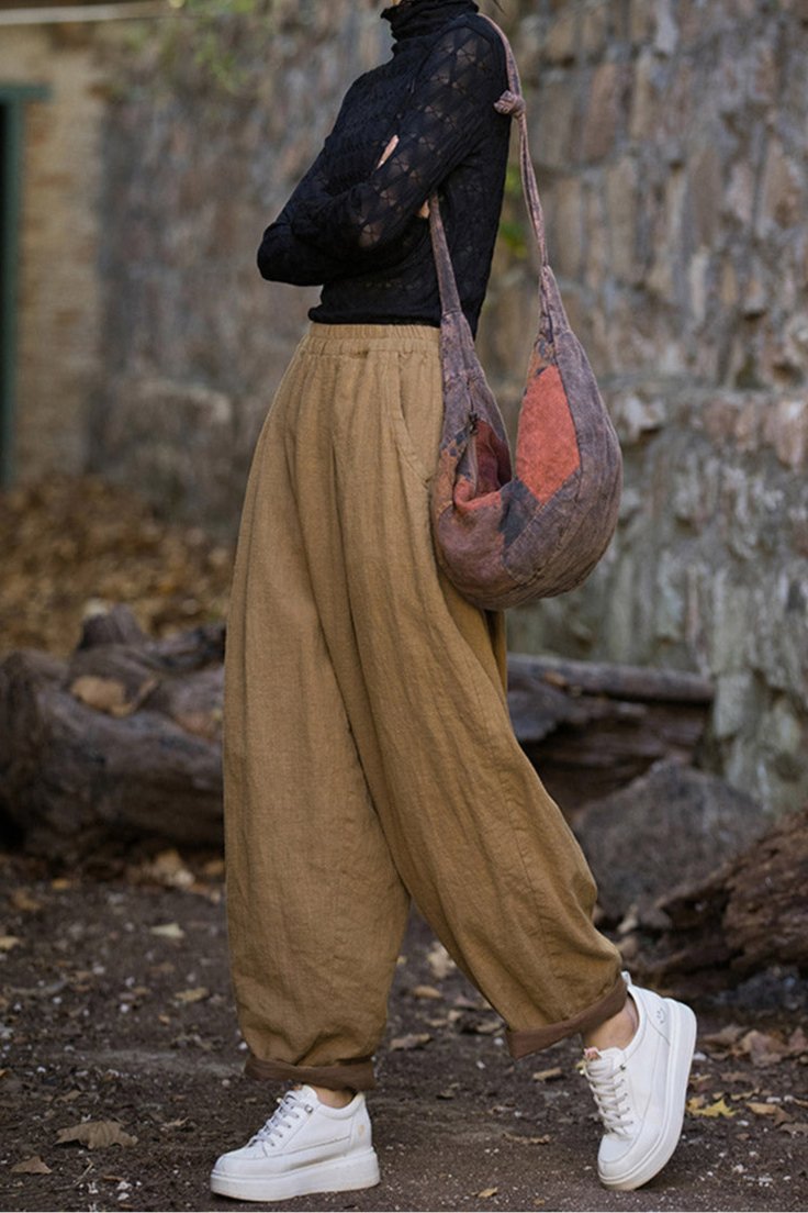 Victoria Cotton Linen Women High Waist Pants