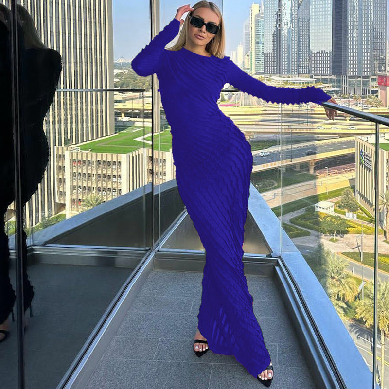 Rita Long Sleeve Pleated Summer Maxi Dress