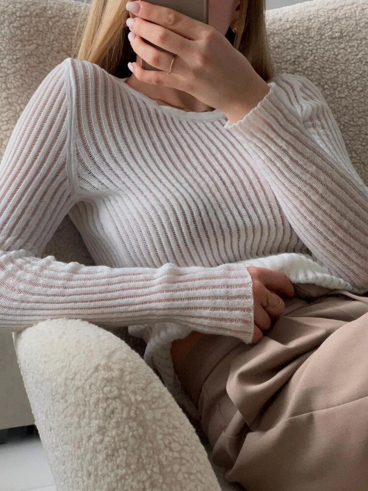 Sarah Striped See Through Women T-Shirts
