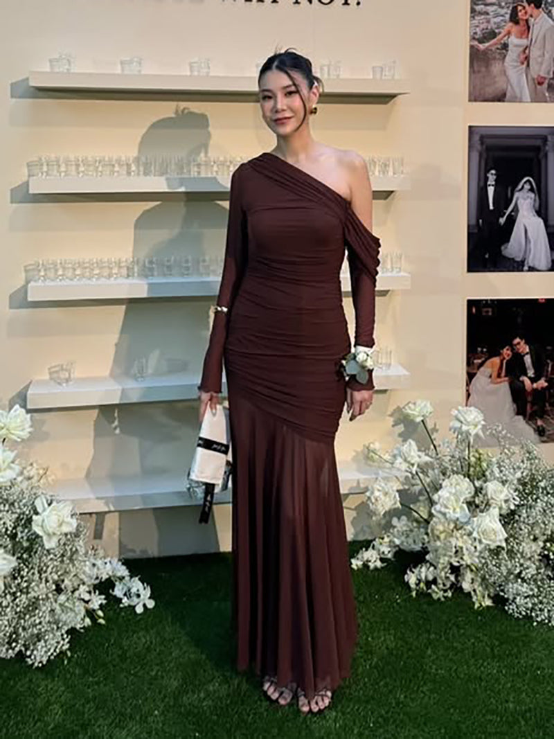 Paula Shoulder Long Sleeve Sexy Maxi Dress