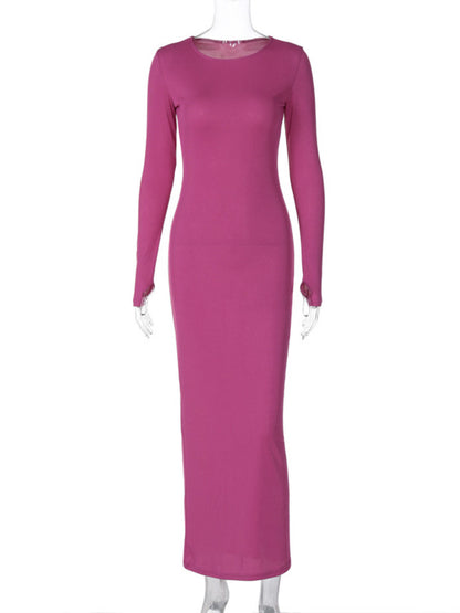 Ada Round Collar Long Sleeve Maxi Dress