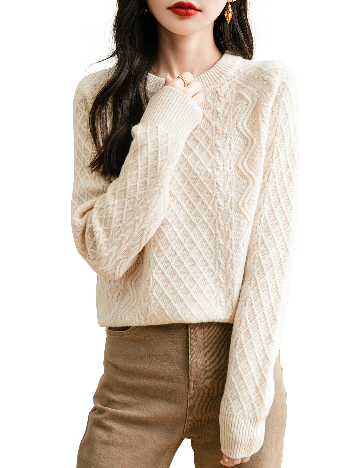 Nicole Woman O Neck Long Sleeve Sweater