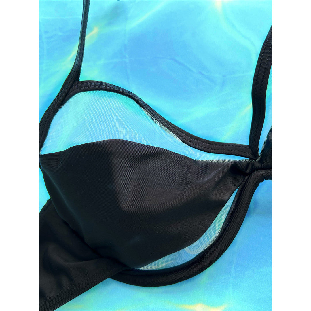 Susan Halter Mesh Sheer Underwired Cut Out Bikini