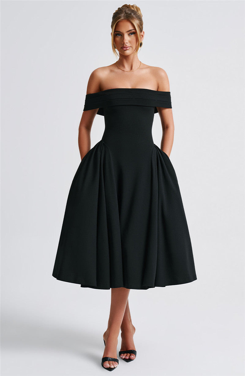 Rebecca Woman Off-shoulder Backless Sexy Midi Dress