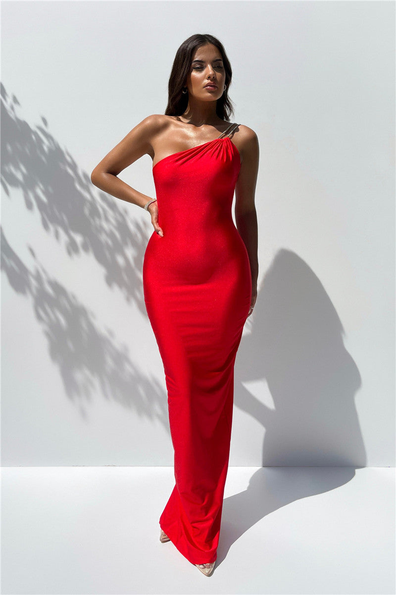 One Shoulder Backless Sexy Maxi Dress