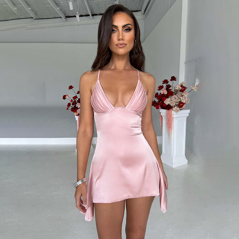 Dorothy Satin Spaghetti Strap Sexy Mini Dress