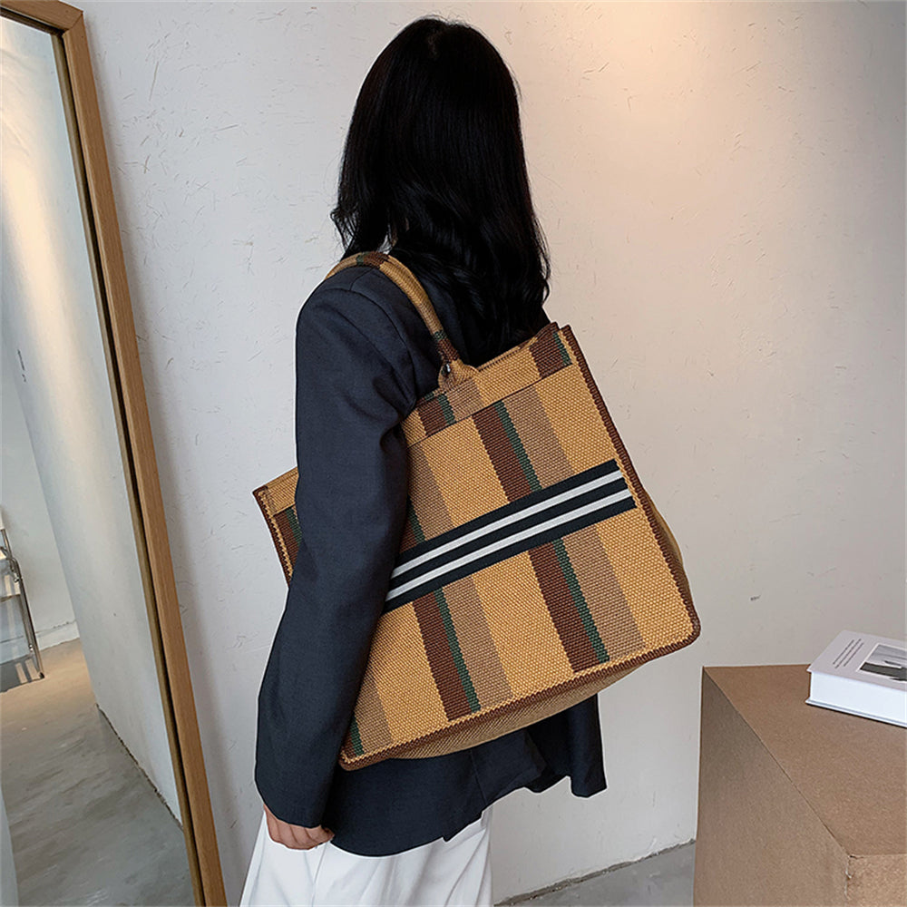 Sandra Plaid Canvas Tote Bag