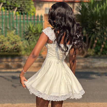 Lace Strap Mini Dress