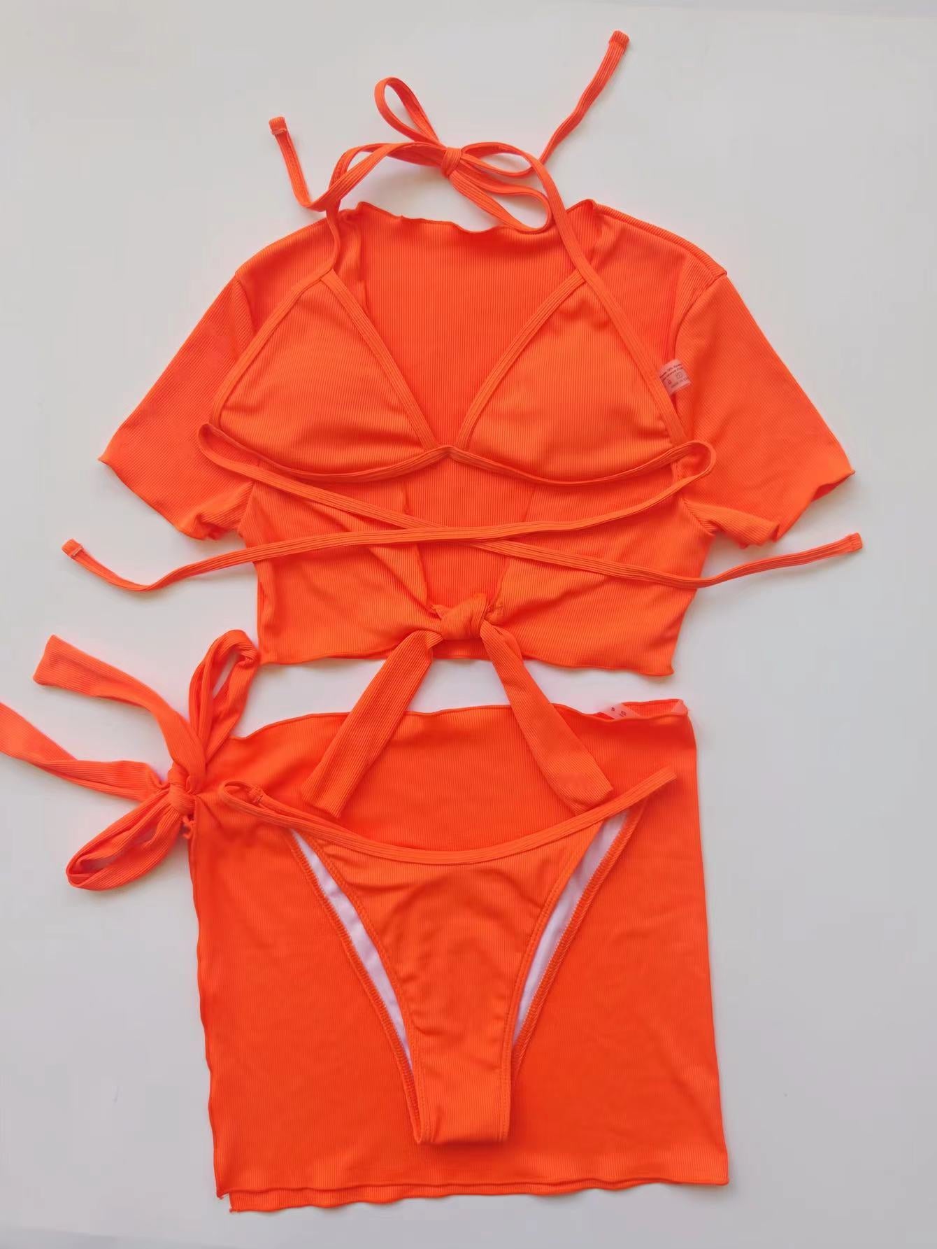 Pamela 4 Piece Set Ribbed Halter Bikini