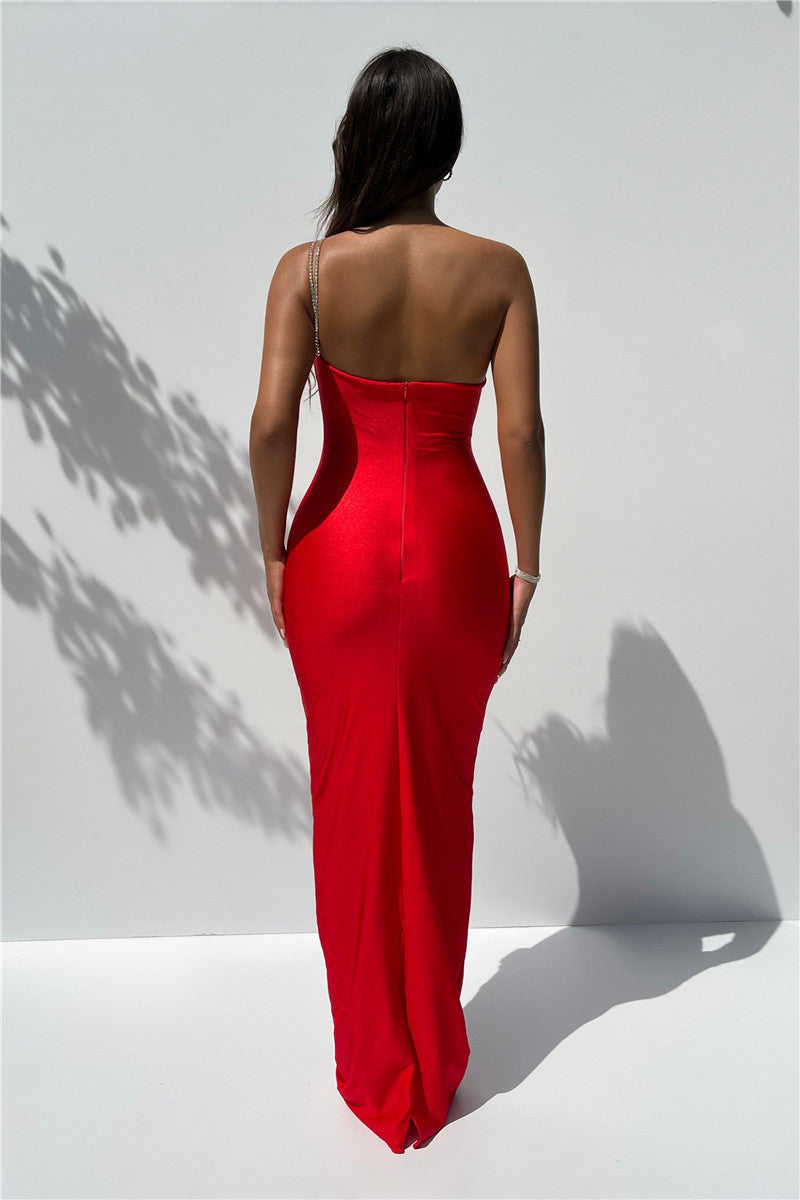 One Shoulder Backless Sexy Maxi Dress