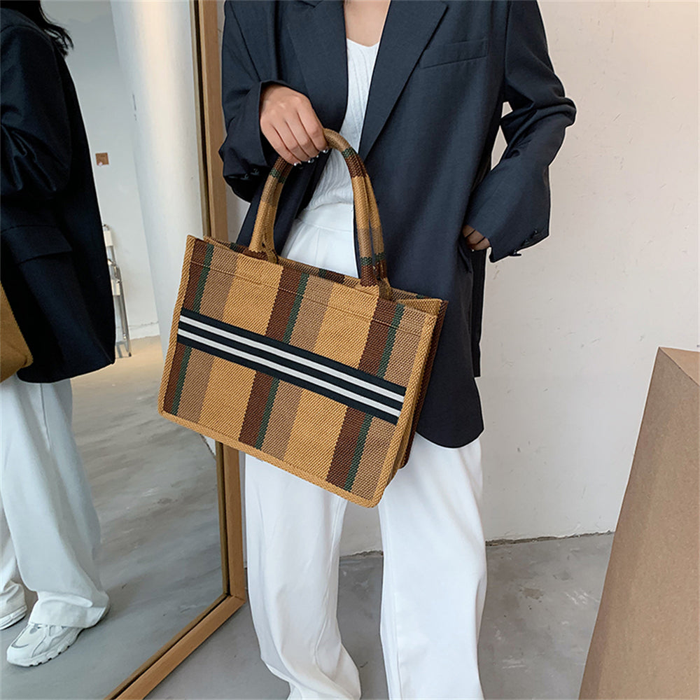 Sandra Plaid Canvas Tote Bag