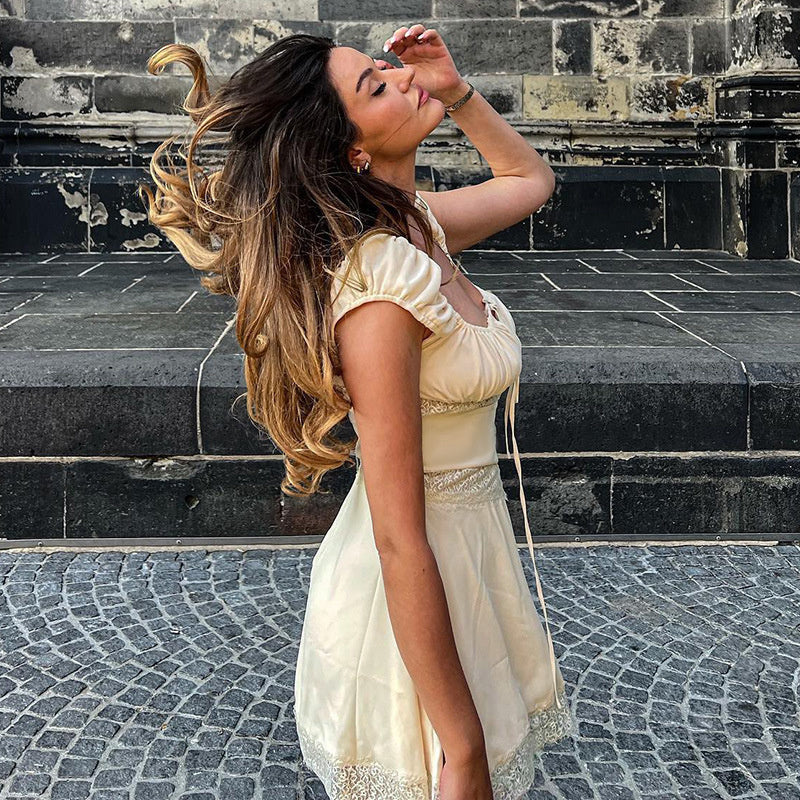 Wendy Hollow Out Lace Sexy Mini Dress