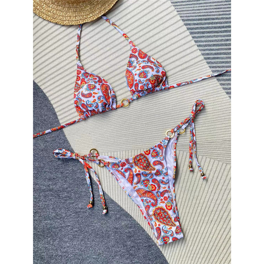 Sara Sexy Halter Printed Scrunch Butt Bikini