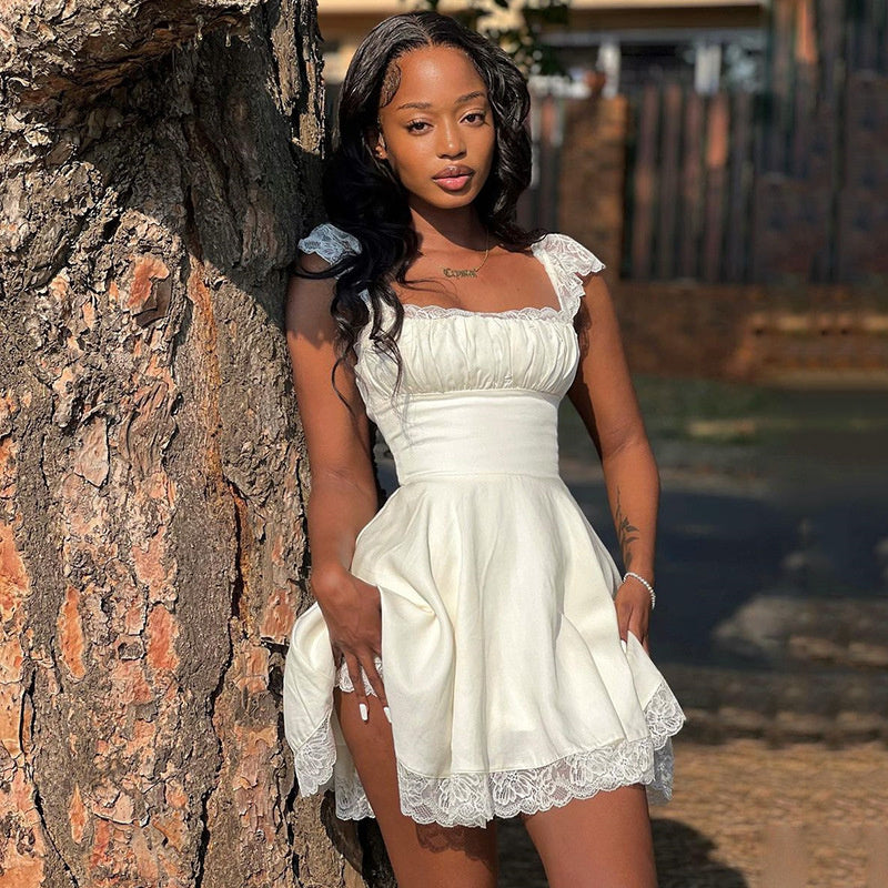 Lace Strap Mini Dress