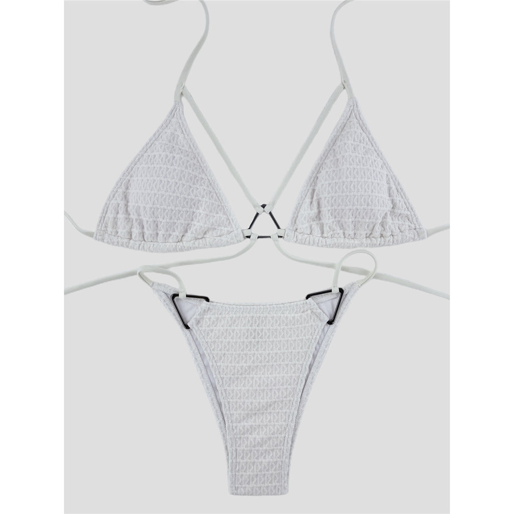 Rita Wrinkled Halter High Leg Cut Bikini