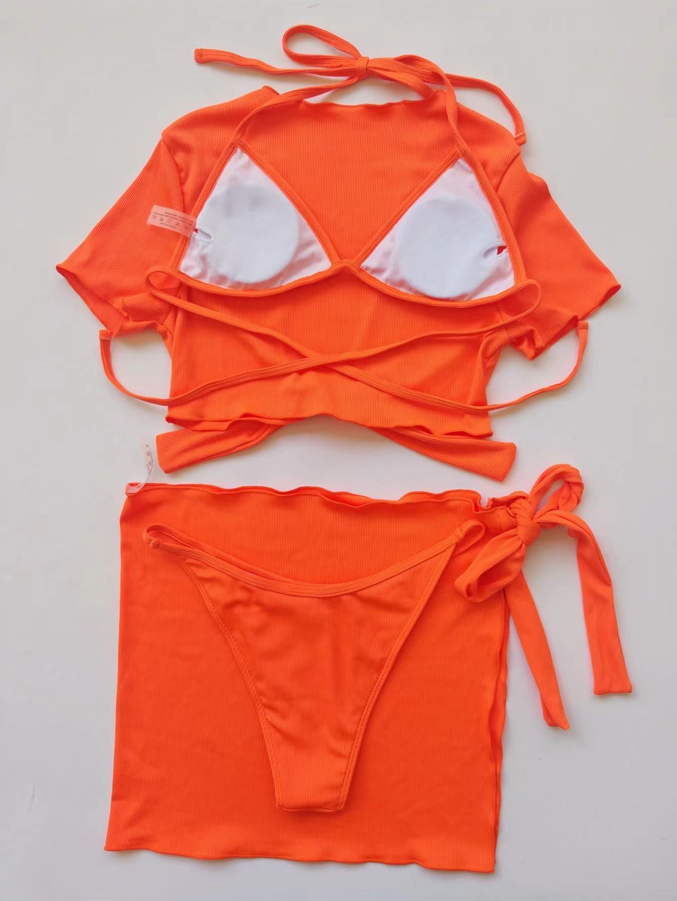 Pamela 4 Piece Set Ribbed Halter Bikini