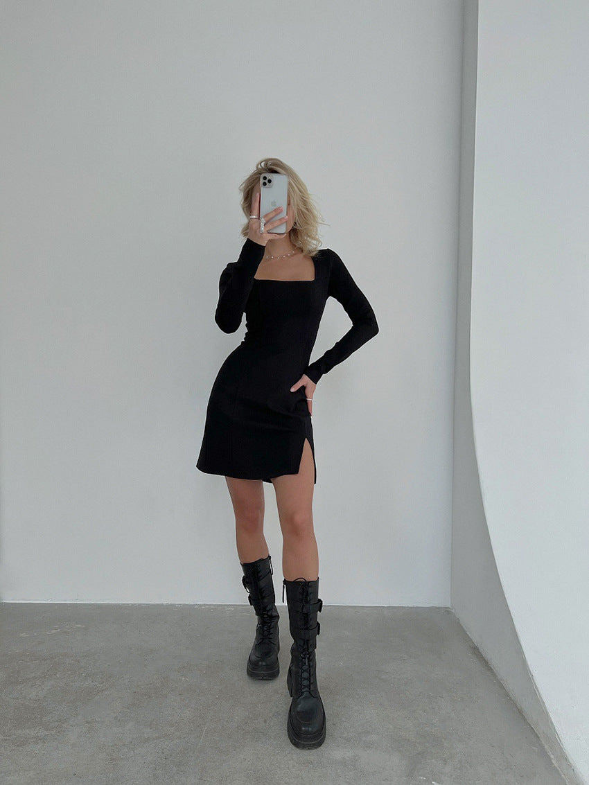 Tracy Square Neck Long Sleeve Mini Dress