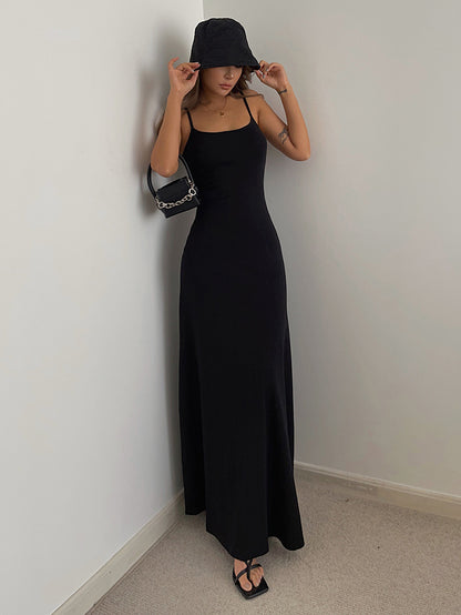 Solid Spaghetti Strap Maxi Dress