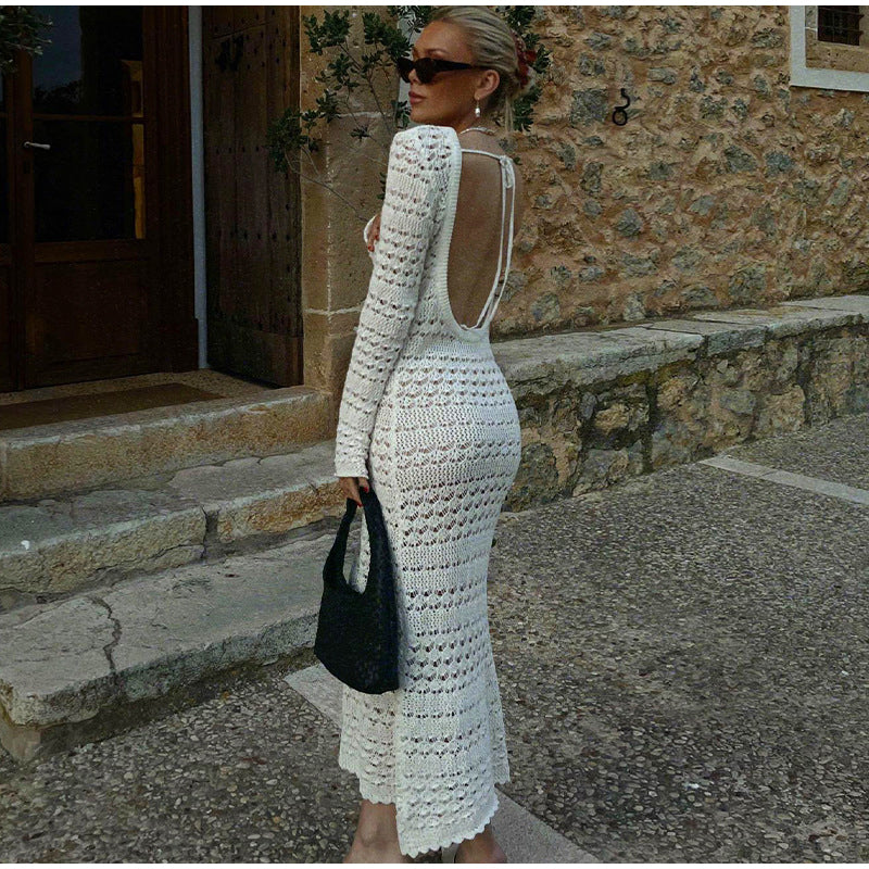 Helen Hollow Out Backless Knitted Maxi Dress