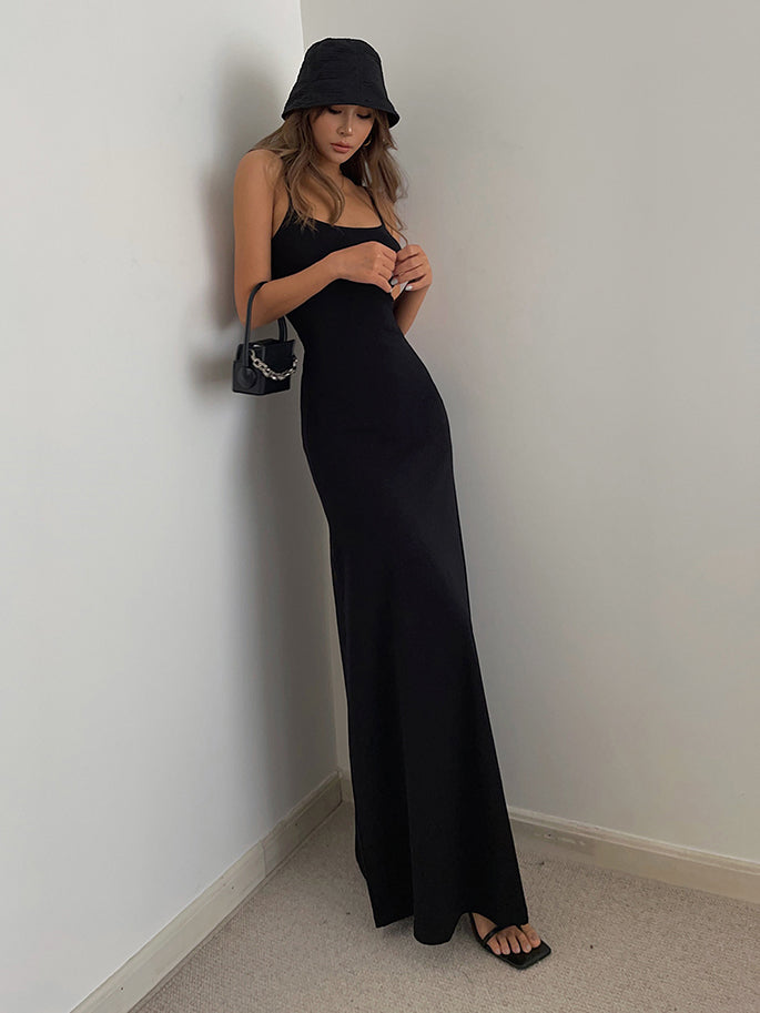Solid Spaghetti Strap Maxi Dress
