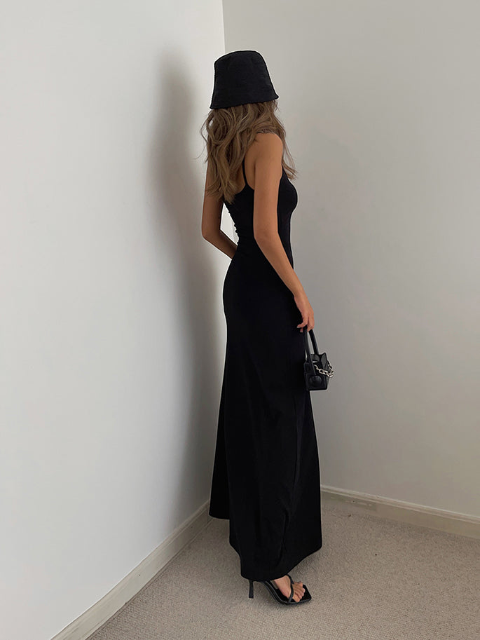 Solid Spaghetti Strap Maxi Dress