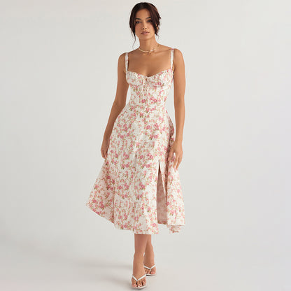 Laura Floral Print Sexy Midi Dress