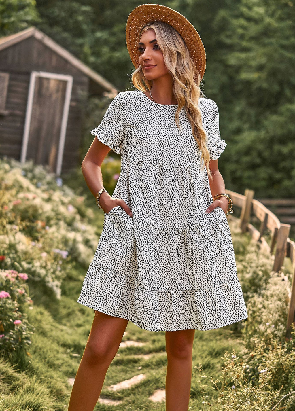 Mary Floral Print Ruffles Summer Mini Dress