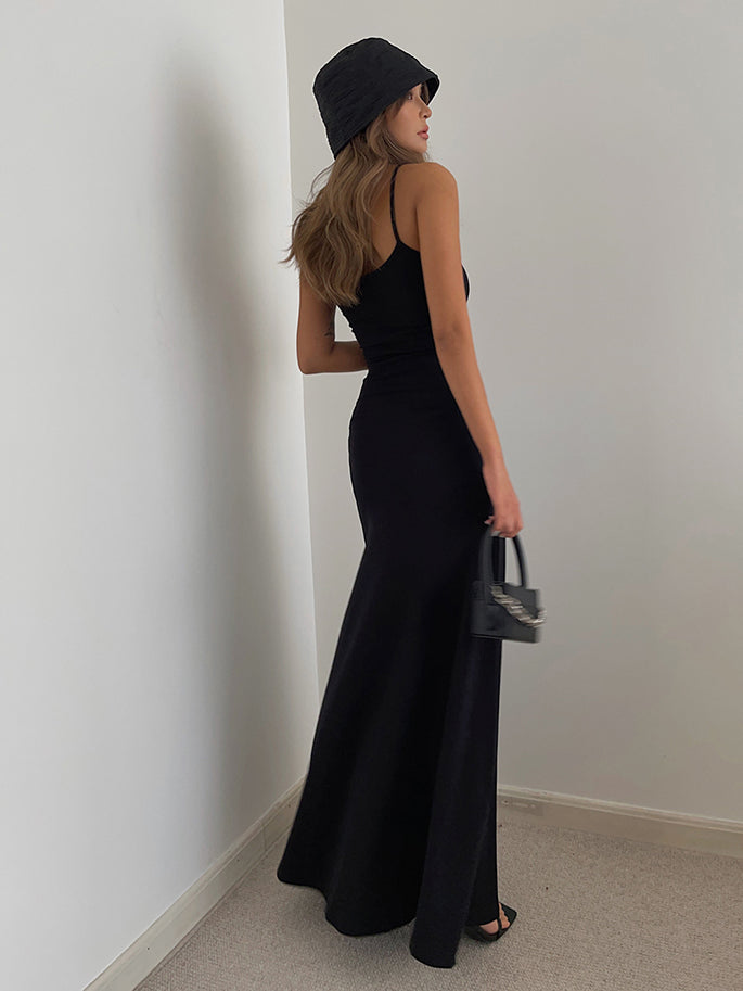 Solid Spaghetti Strap Maxi Dress