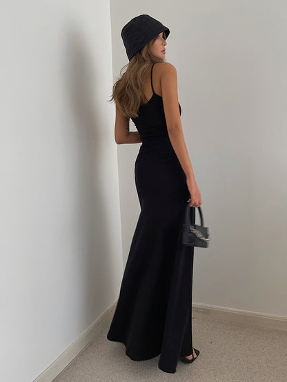Solid Spaghetti Strap Maxi Dress