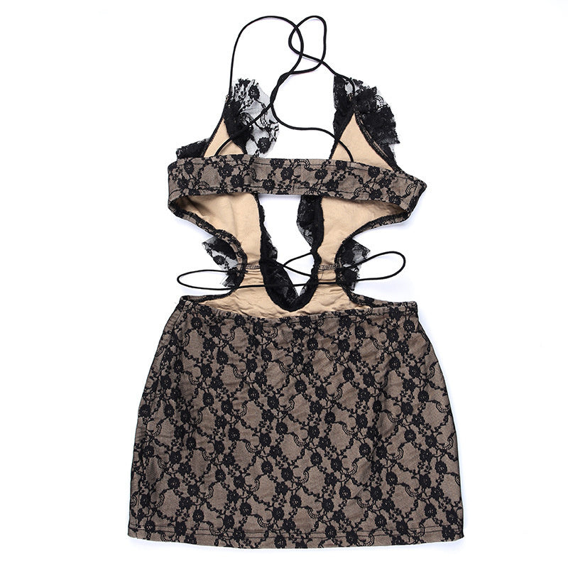 Lori Hollow Out Lace Sexy Bodycon Mini Dress