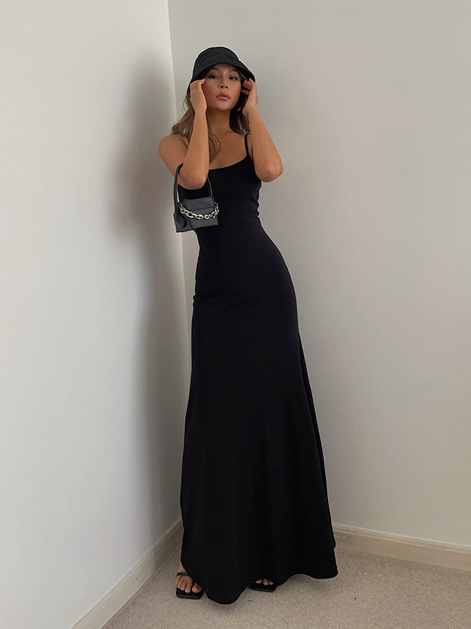 Solid Spaghetti Strap Maxi Dress