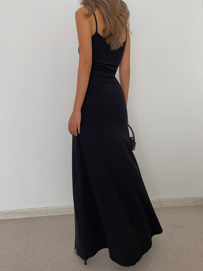 Solid Spaghetti Strap Maxi Dress