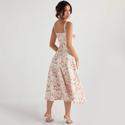 Laura Floral Print Sexy Midi Dress