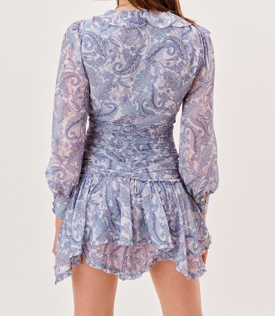 Holly Blue Floral Print Chiffon Mini Dress