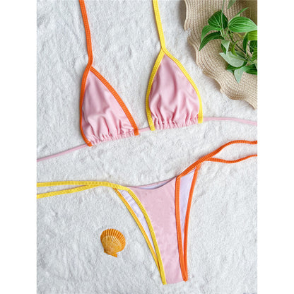 Julia Sexy Halter Splicing Ribbed Bikini