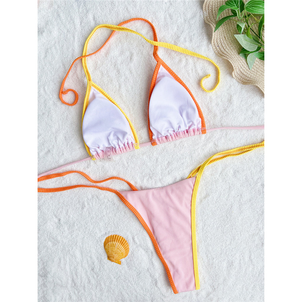 Julia Sexy Halter Splicing Ribbed Bikini