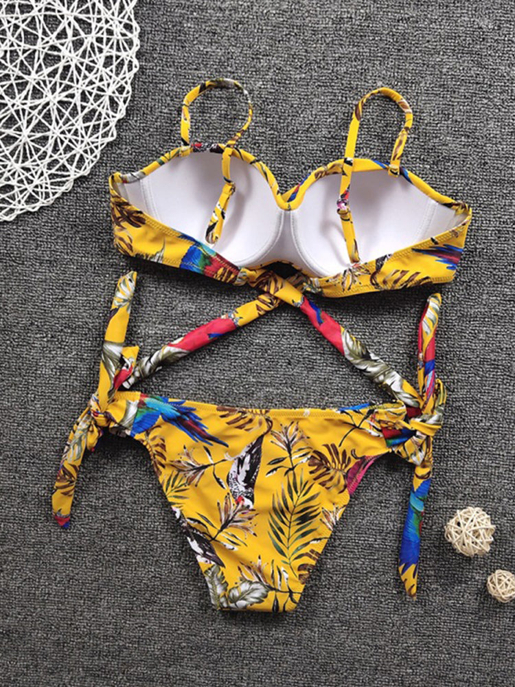 Susan Floral Print Push Up Brazilian Bikini