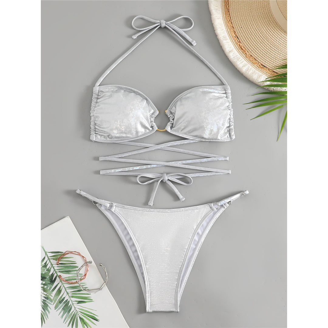 Mia Sexy Wrap Around Halter Metal Ring Bikini