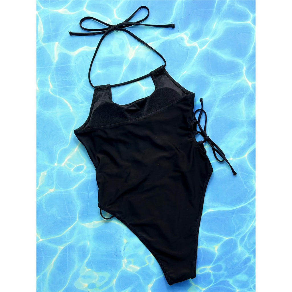 Heather Sexy Halter Cut Out Strappy Lace Up Monokini