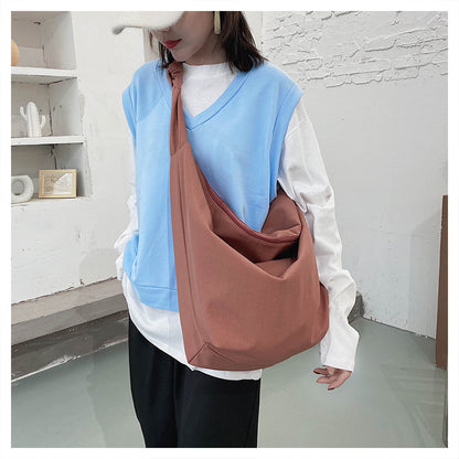 Nora Pure Color Nylon Big Tote Bag