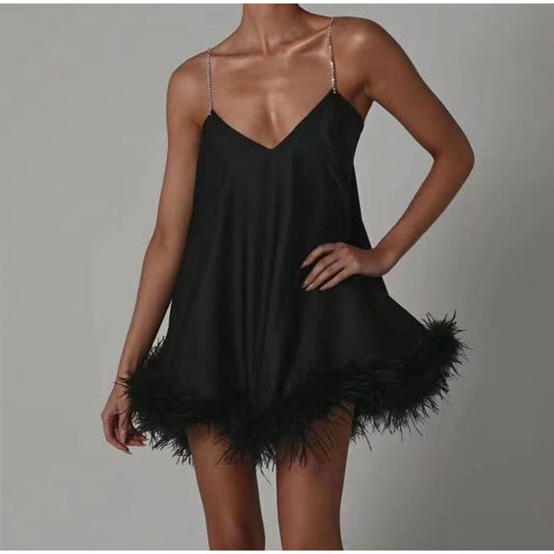 Melissa Sexy Feather Camisole Dress